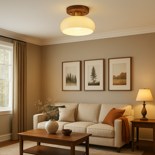 Plafonnier en Noyer Laiton Rétro