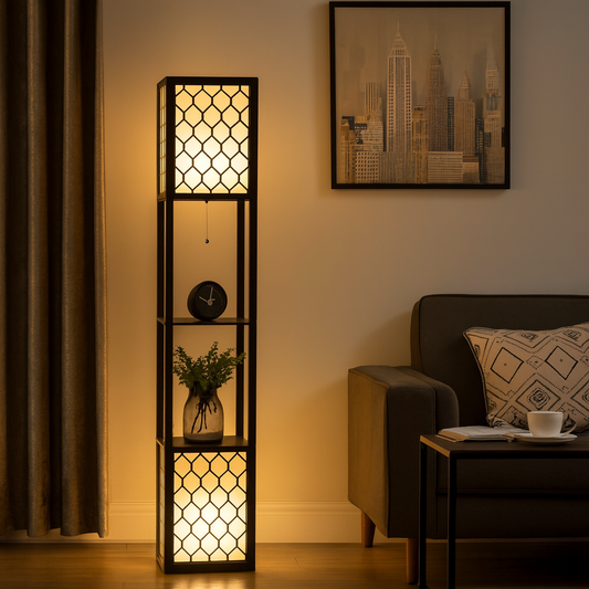 Lampadaire / Lampe de Sol avec Etagères - H156cm