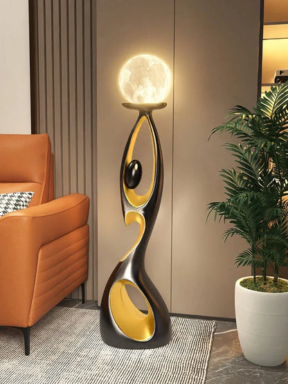Lampadaire / Lampe de Sol LED design en résine avec globe lumineux – 73 cm