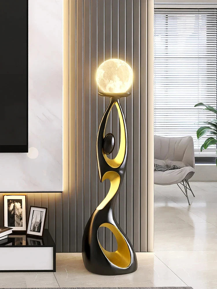 Lampadaire / Lampe de Sol LED design en résine avec globe lumineux – 73 cm