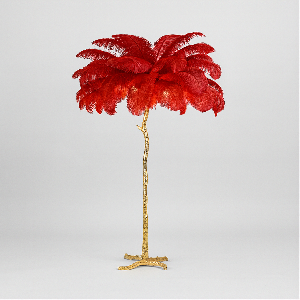 Lampadaire / Lampe de Sol Design en Plumes d’Autruche