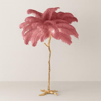 Lampadaire / Lampe de Sol Design en Plumes d’Autruche
