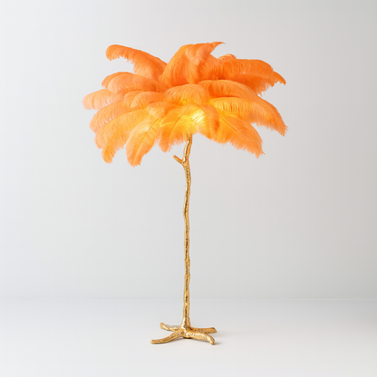 Lampadaire / Lampe de Sol Design en Plumes d’Autruche