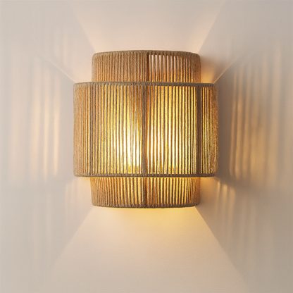 Applique Murale en Rotin Tissé