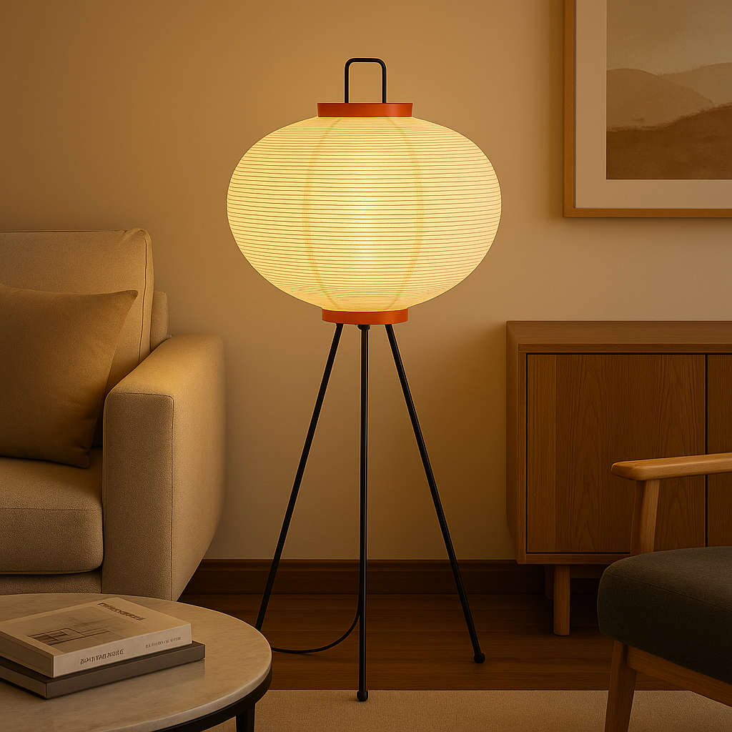 Lampadaire / Lampe de Sol Japonais Wabi Sabi