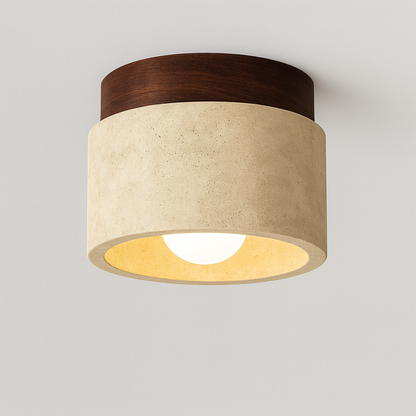 Plafonnier Japonais en Bois & Pierre