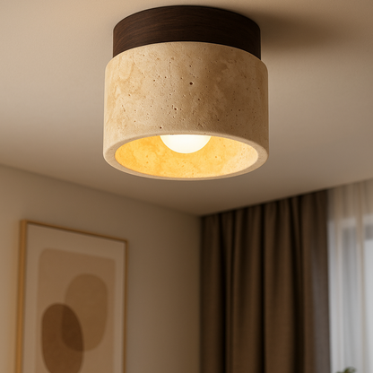 Plafonnier Japonais en Bois & Pierre