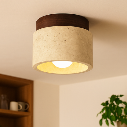 Plafonnier Japonais en Bois & Pierre