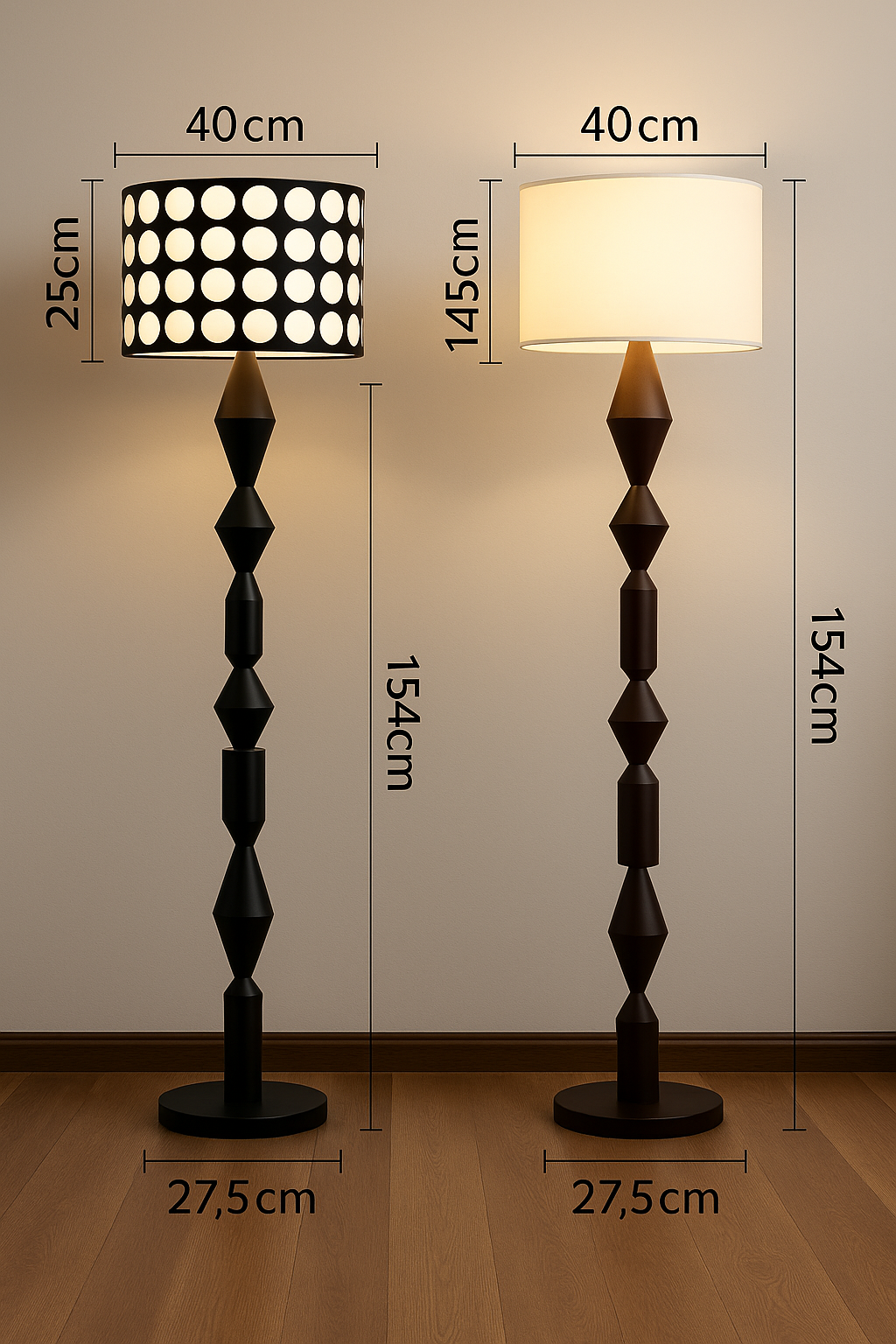 Lampadaire/Lampe de Sol Design Motifs Polka