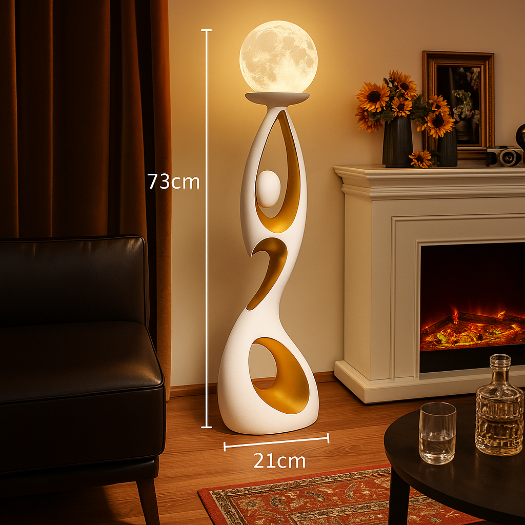 Lampadaire / Lampe de Sol LED design en résine avec globe lumineux – 73 cm