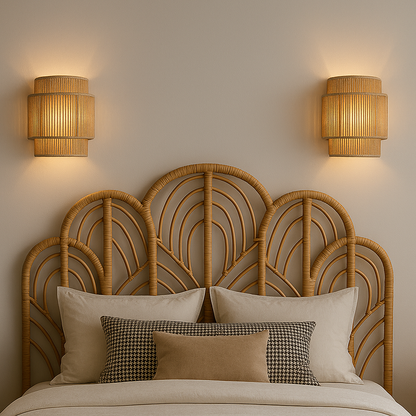 Applique Murale en Rotin Tissé