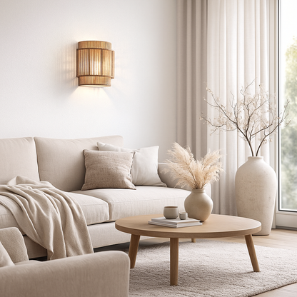 Applique Murale en Rotin Tissé